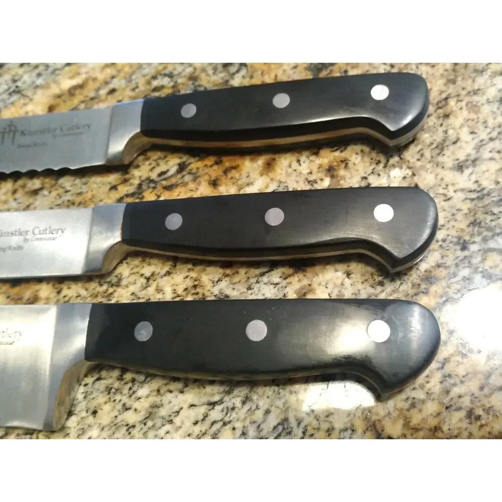 Kunstler Connoisseur 3-Piece Chef knife set. Solid Cutlery Bread Chef Carving